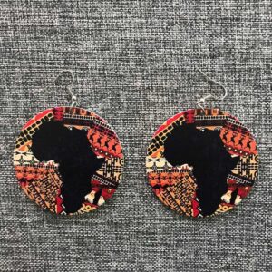 NDMHP Ronde oorhangers met afrikaanse stof en land
