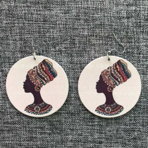 NDMHP Witte ronde oorhangers met Afrikaanse vrouw